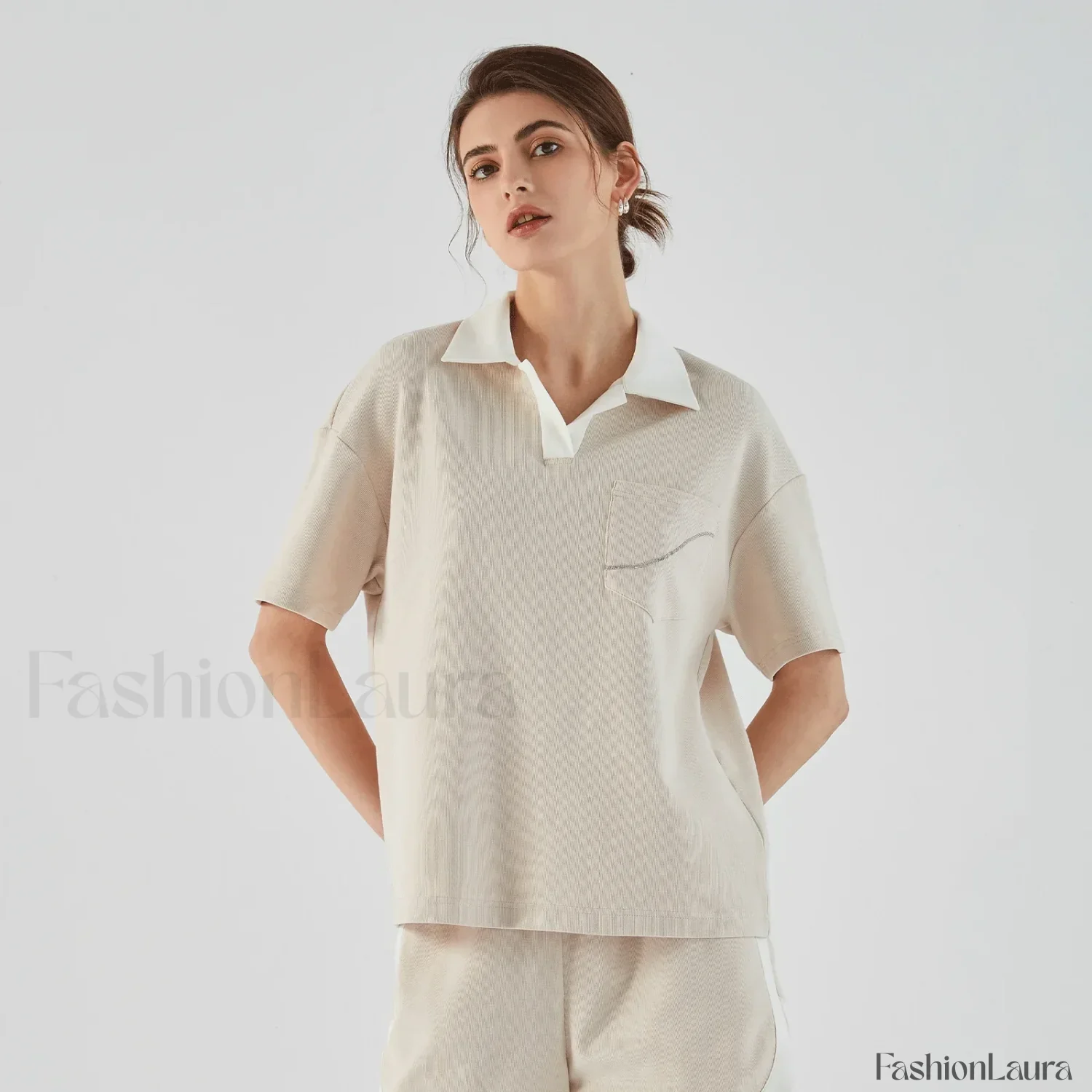 Lapel Combed Cotton Casual T-Shirt - Image 14