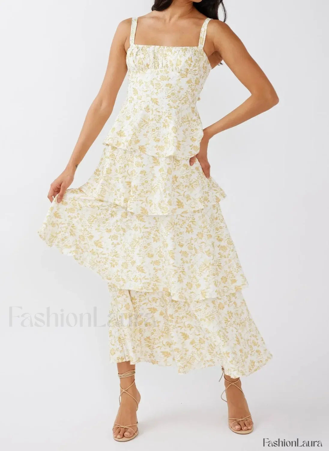 Layered Ruffle Bohemian Floral Dress - Image 30