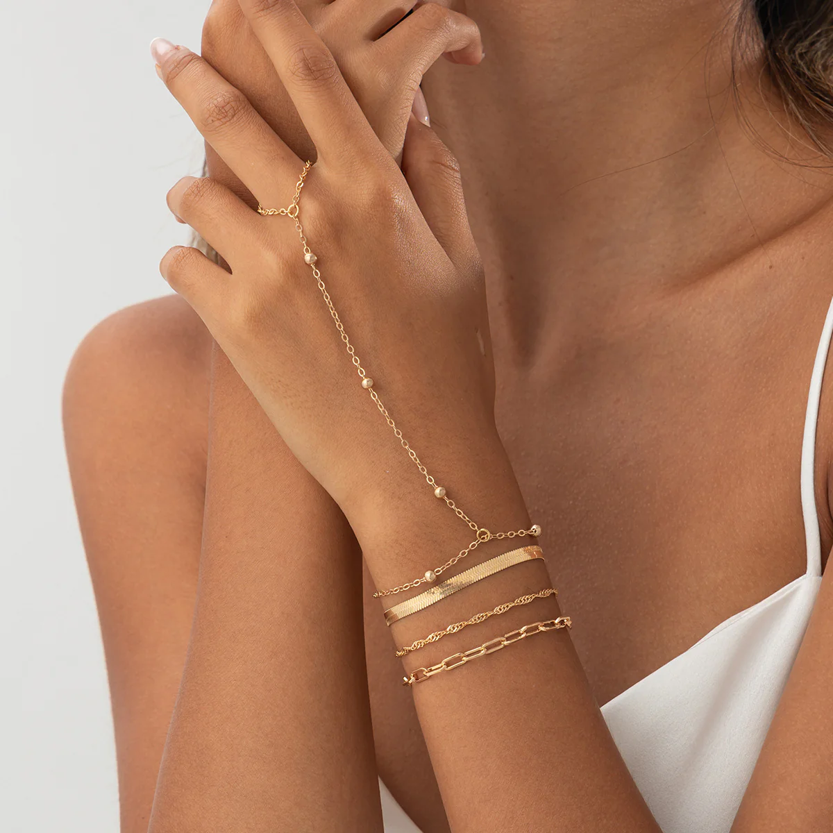 Layered Serpentine Chain Finger Bracelets - Image 9