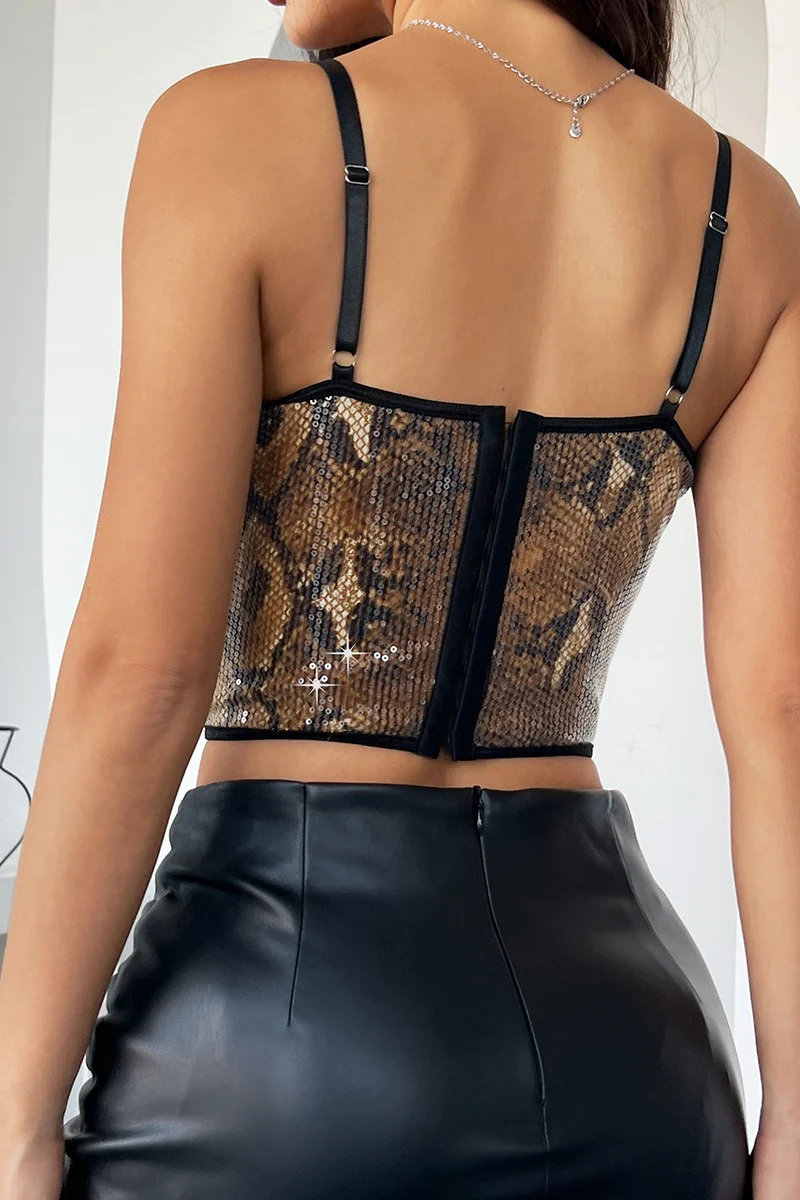 Leopard Sequin Bodycon Tank Top - Image 17
