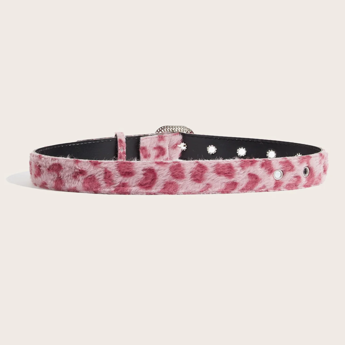 Leopard Soft Fabric Faux Fur Wide Belt - Image 4