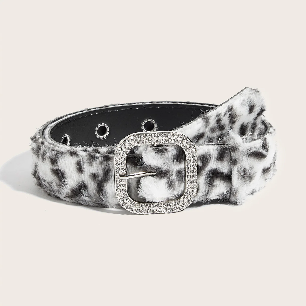 Leopard Soft Fabric Faux Fur Wide Belt - Image 6