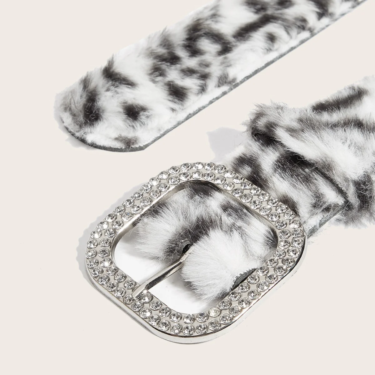 Leopard Soft Fabric Faux Fur Wide Belt - Image 9