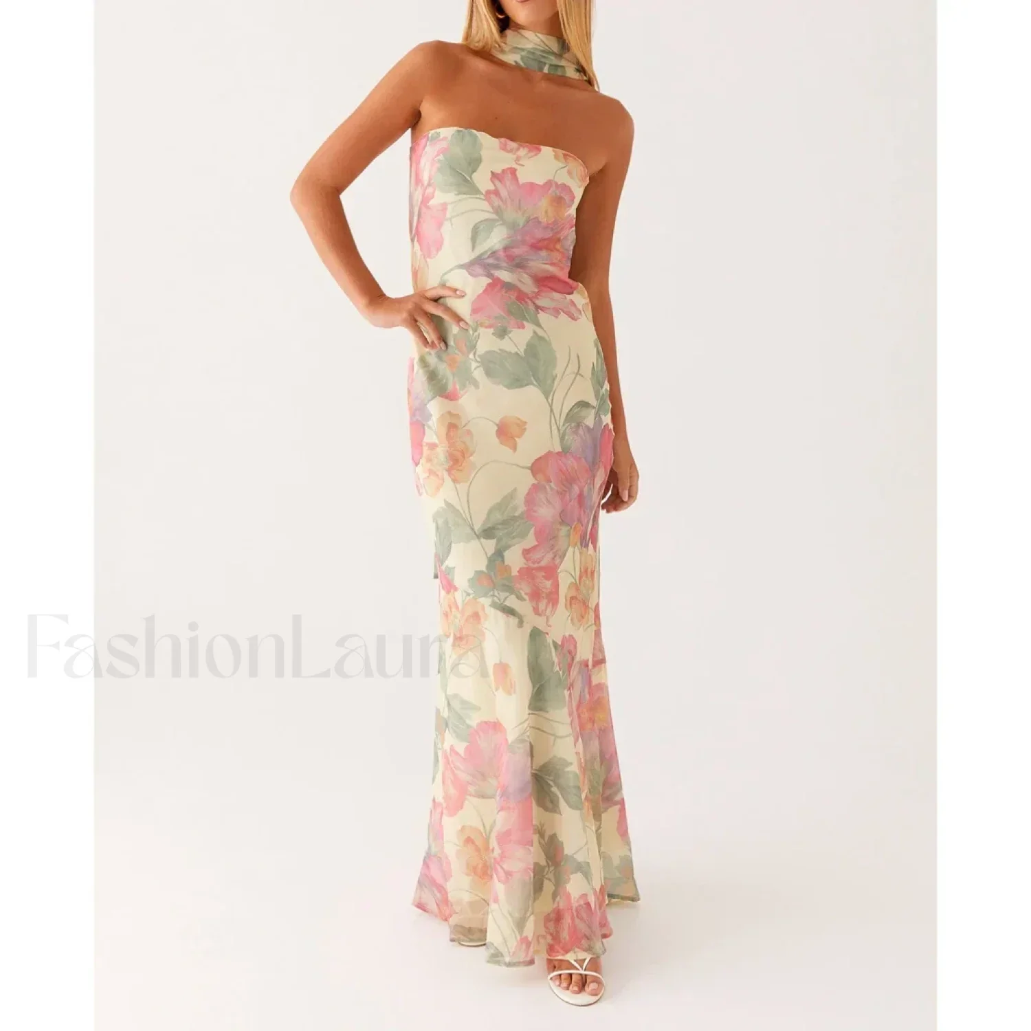 Leopard Strapless Mermaid Floral Dress
