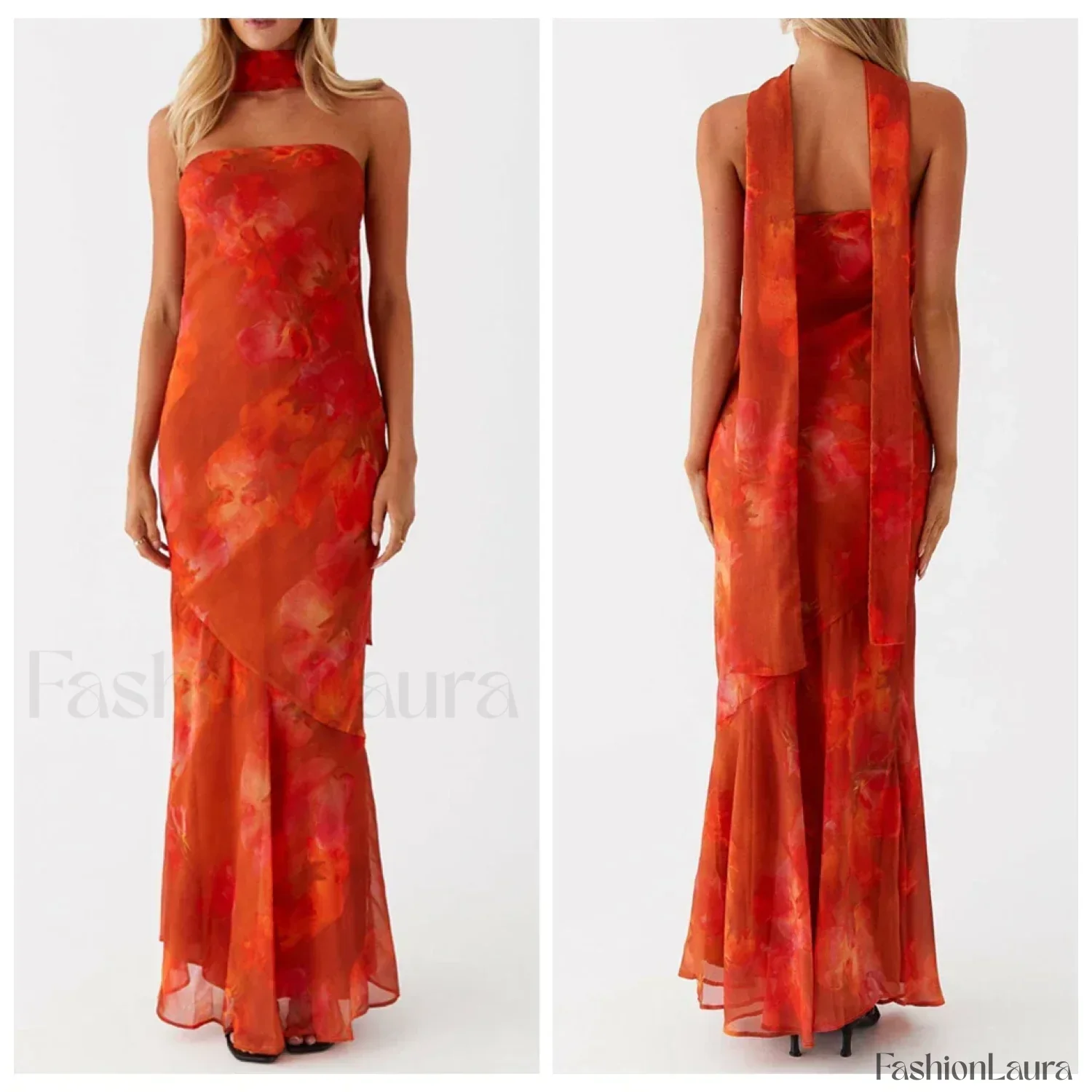 Leopard Strapless Mermaid Floral Dress - Image 27