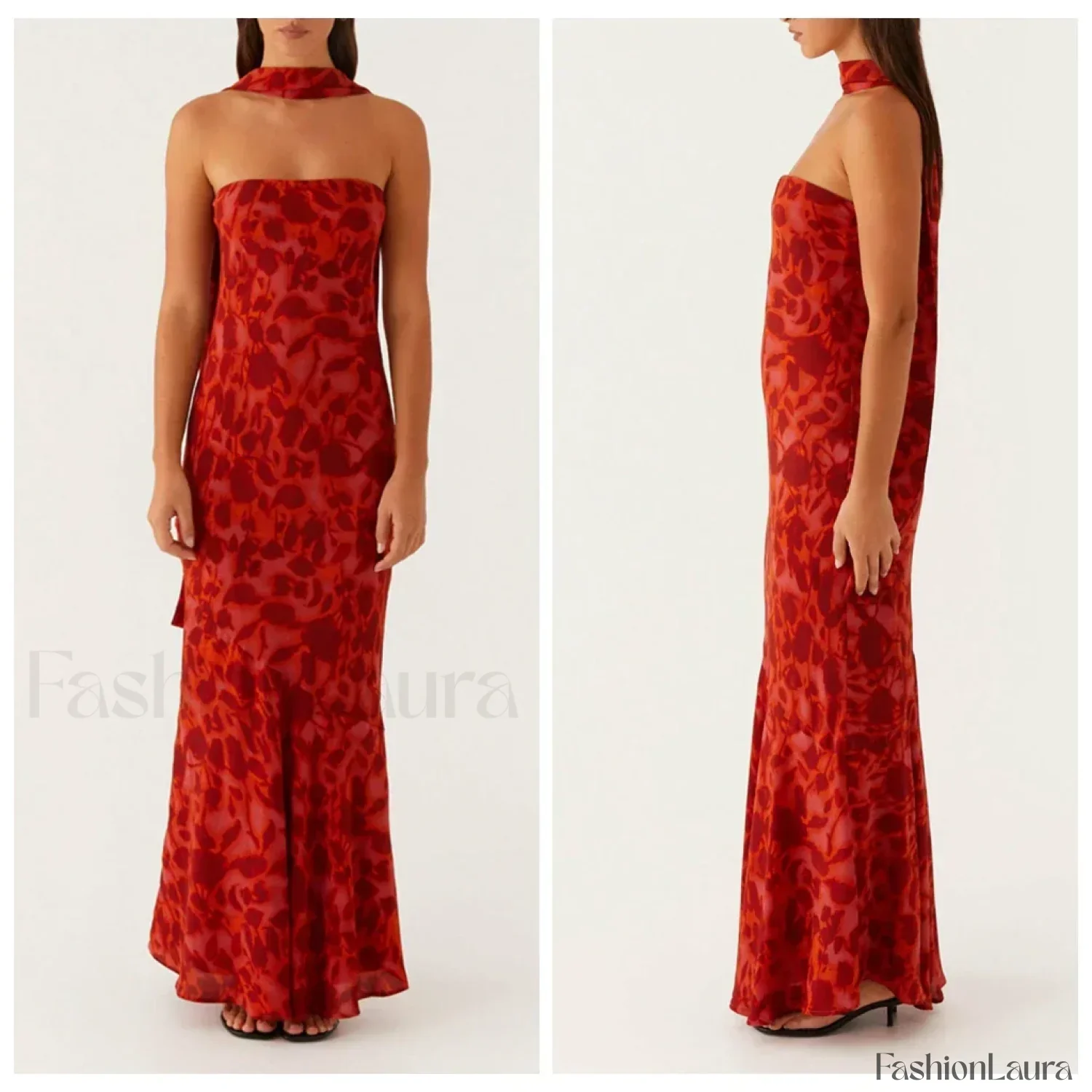 Leopard Strapless Mermaid Floral Dress - Image 28