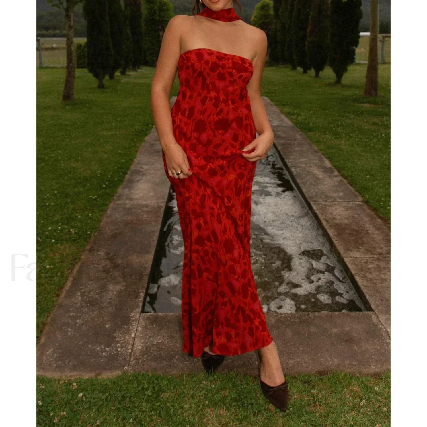 Leopard Strapless Mermaid Floral Dress - Image 6