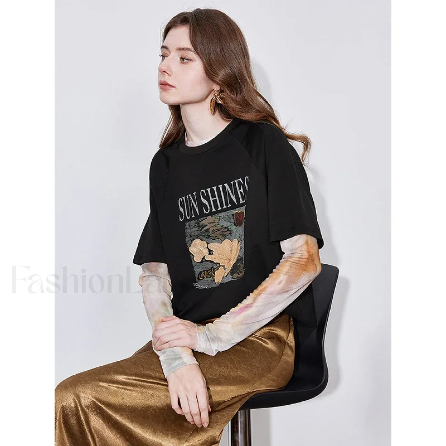 Letter Pattern Lyocell Slim Fit T-Shirt - Image 5
