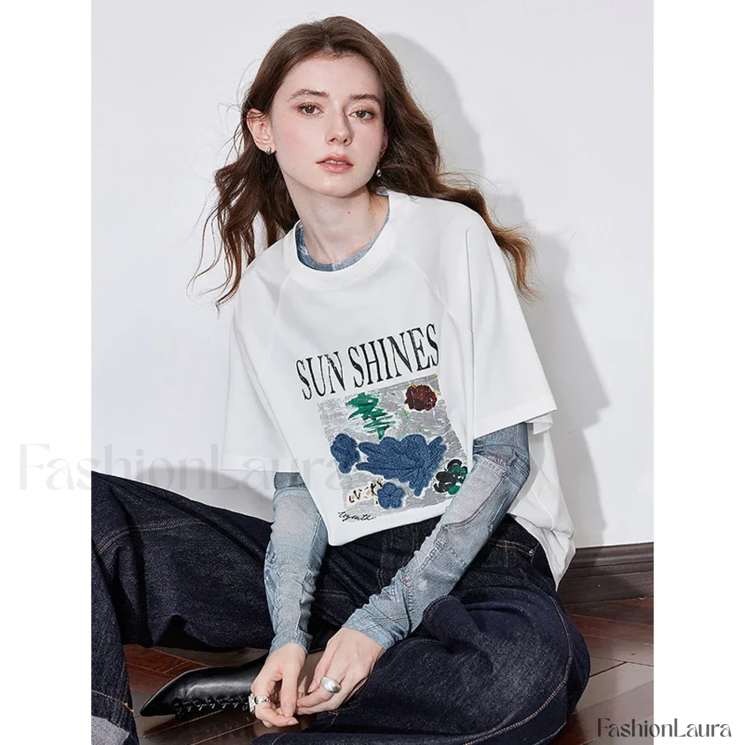 Letter Pattern Lyocell Slim Fit T-Shirt - Image 7