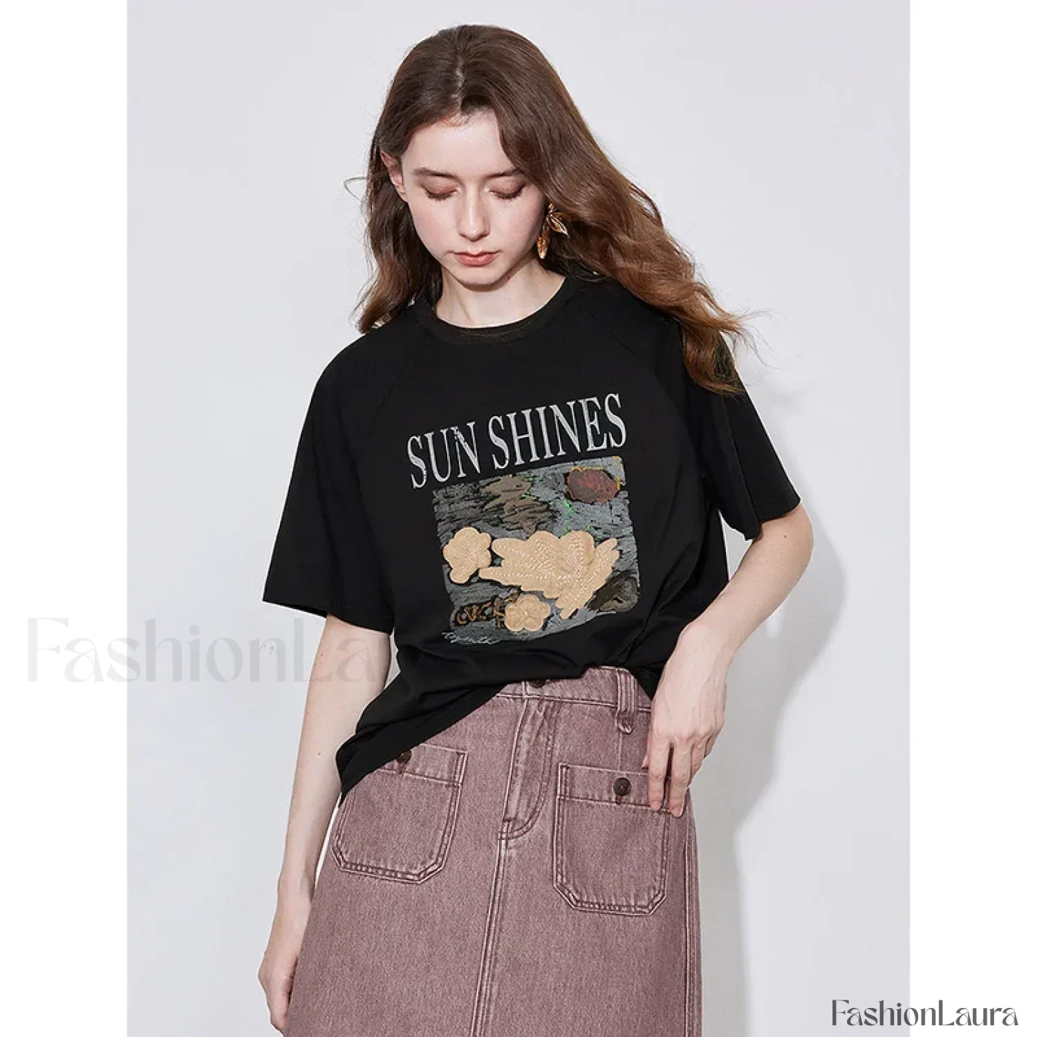 Letter Pattern Lyocell Slim Fit T-Shirt - Image 9