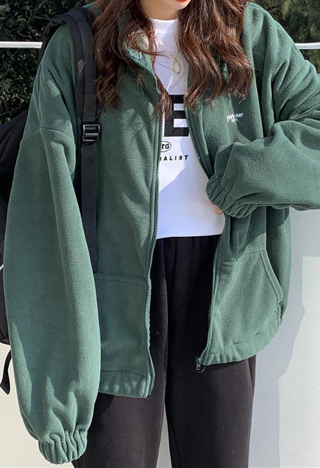 Letter Print Zip-up Jacket - Image 2