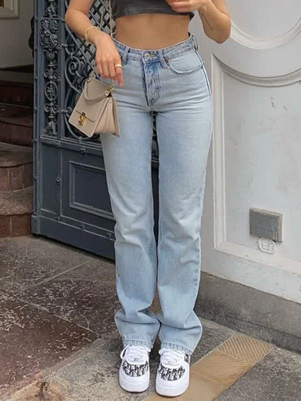 Light Wash Straight Boyfriend Jeans - Image 32