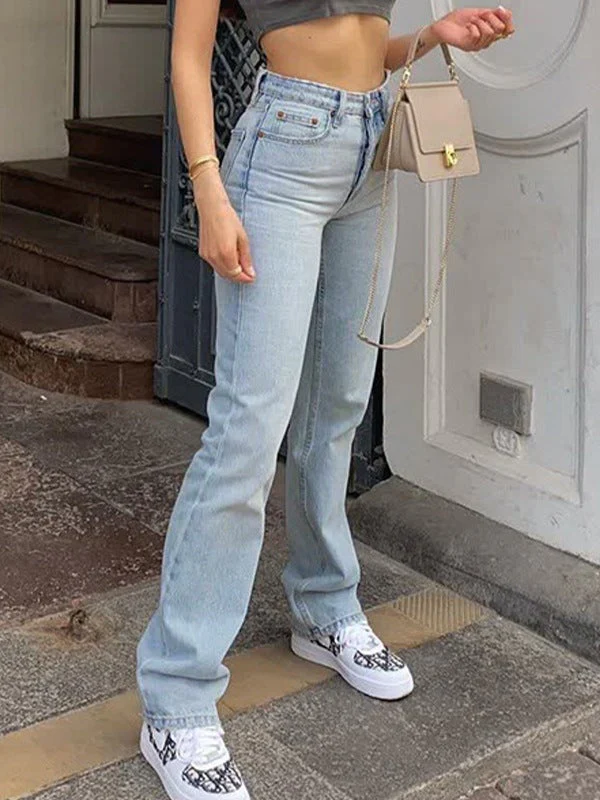 Light Wash Straight Boyfriend Jeans - Image 4