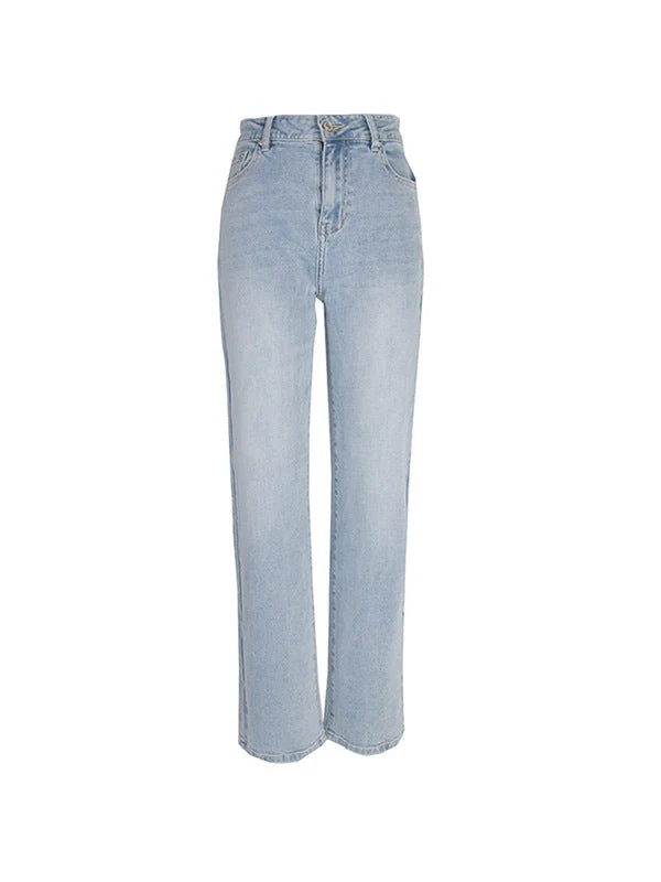 Light Wash Straight Boyfriend Jeans - Image 7