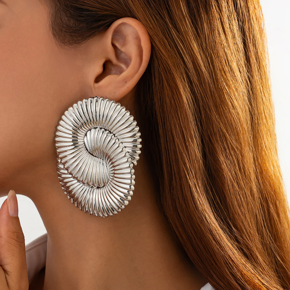 Liquid Irregular Ruched Flower Earrings - Image 11