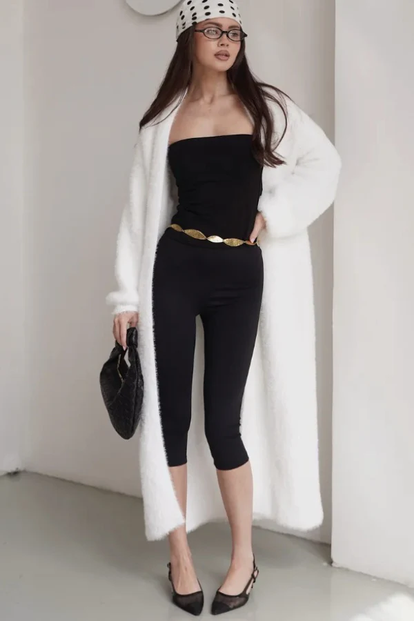Long Faux Shearling Solid Color Overcoat - Image 6