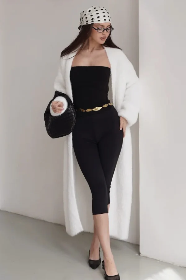 Long Faux Shearling Solid Color Overcoat - Image 9