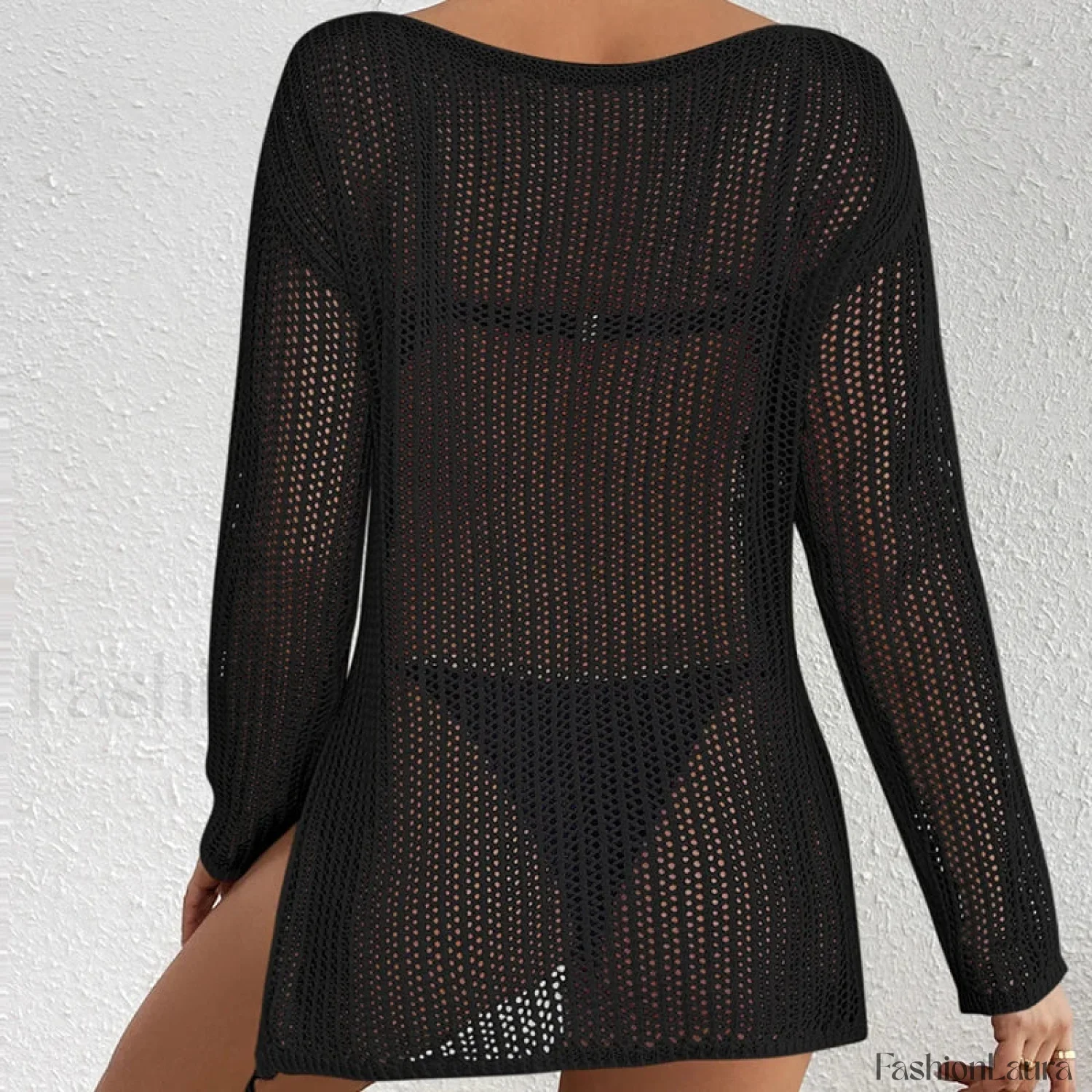 Long Hollow See-Through Top Cover Up - Image 16