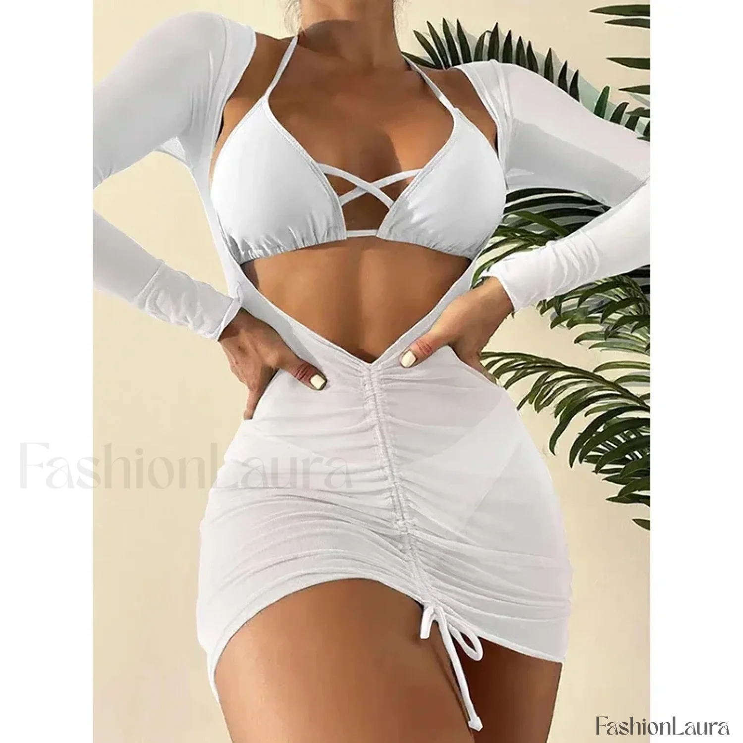 Long Sleeve Drawstring Three Piece Set - Image 26