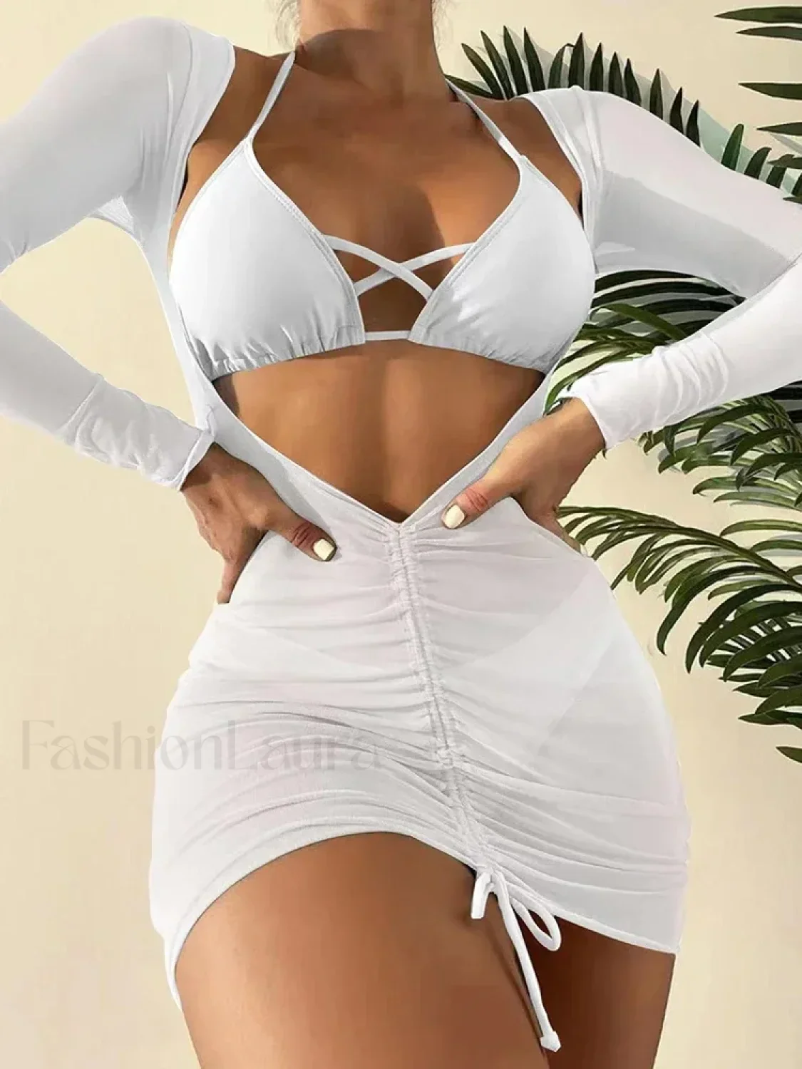 Long Sleeve Drawstring Three Piece Set - Image 3