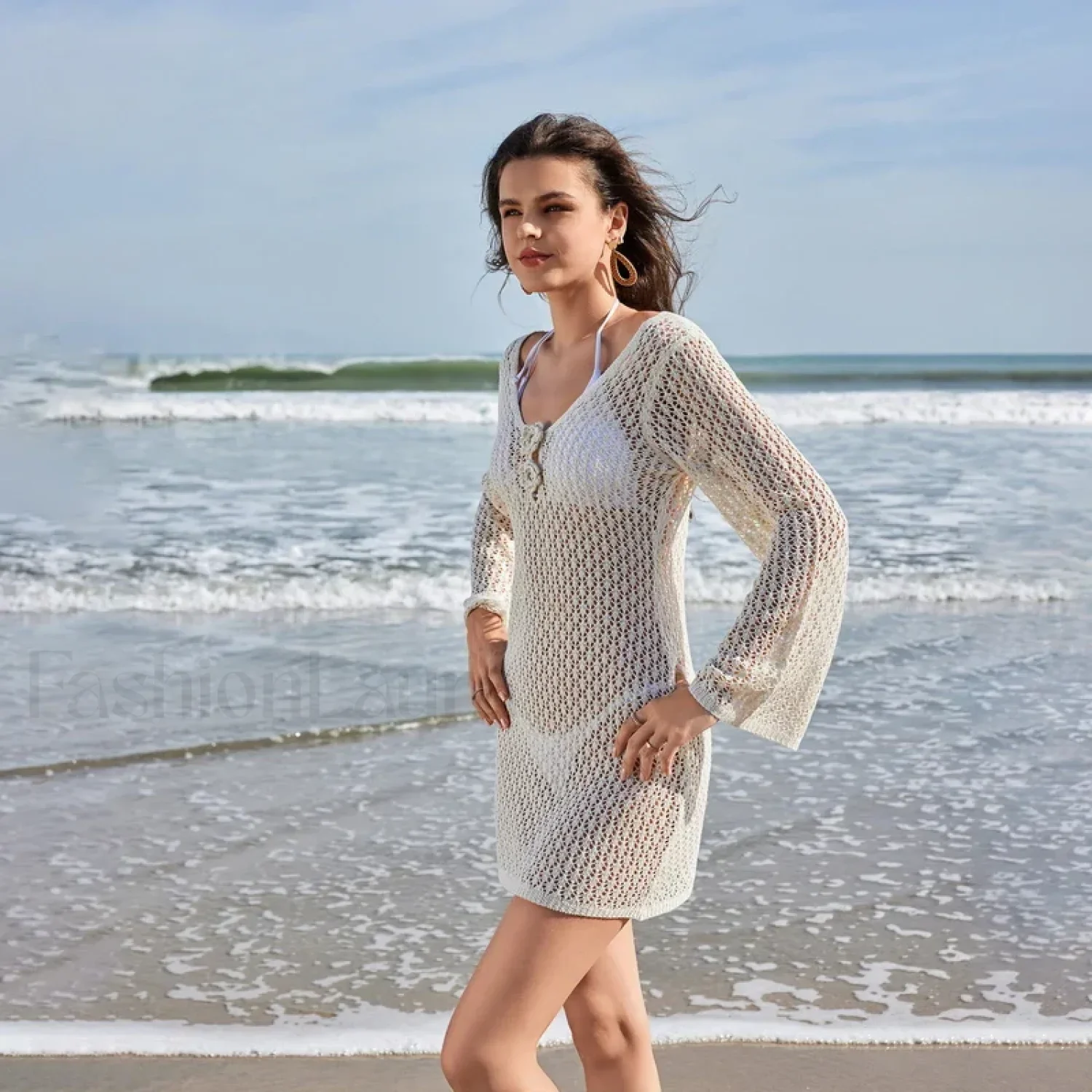 Long Sleeve Shirt Beach Cover Up - Image 6