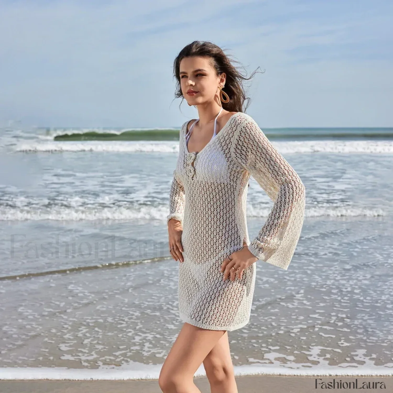 Long Sleeve Shirt Beach Cover Up - Image 9