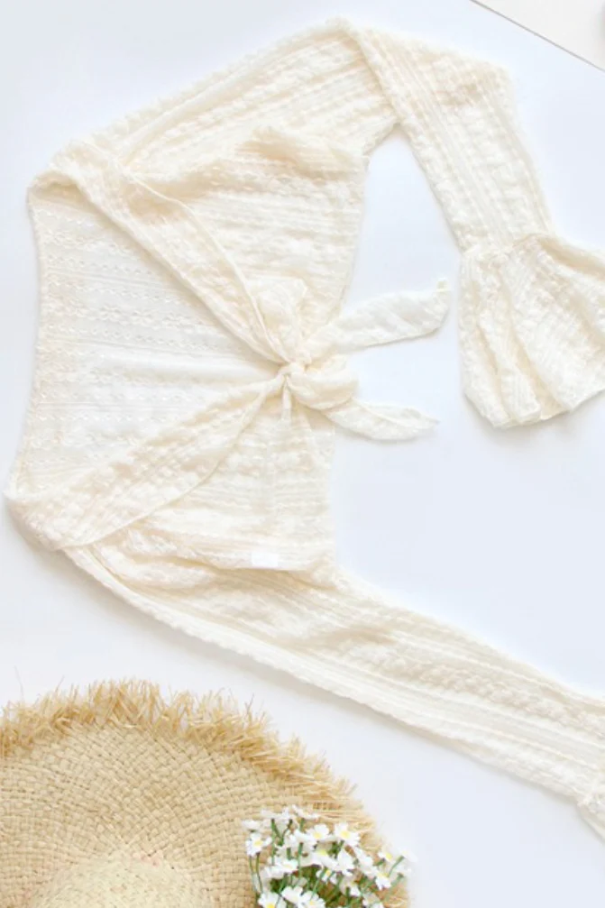Long Sleeve Strappy Beach Four Piece Swim Set - Image 4