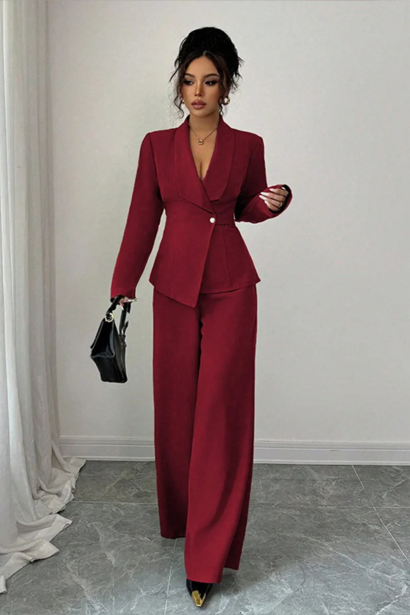 Long Sleeve Two Piece Blazer Pants Set - Image 2