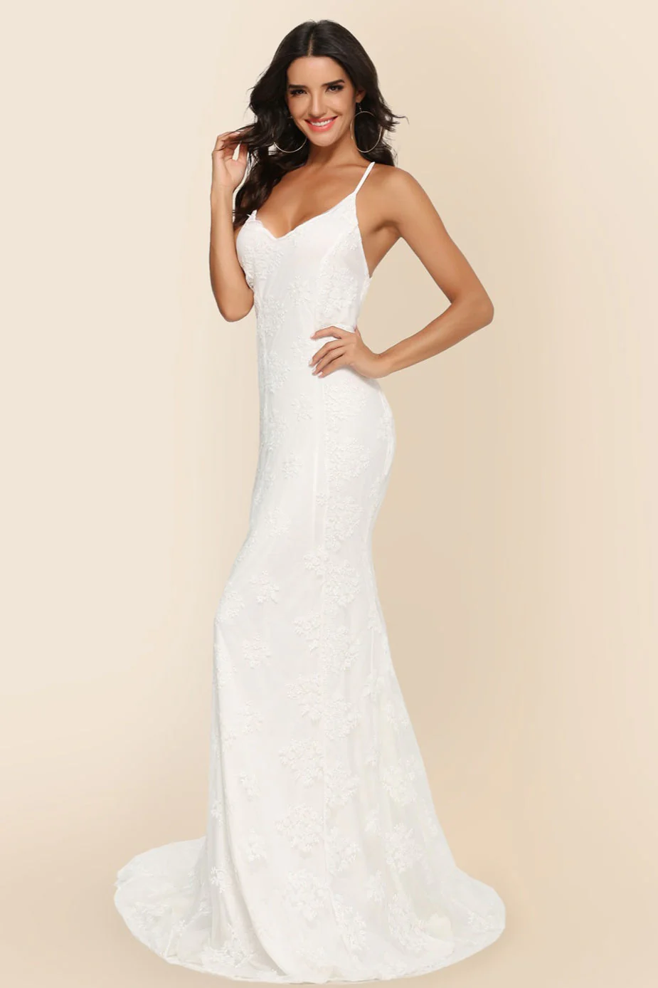 Long Sleeveless Cathedral Train Formal Dress - Image 2