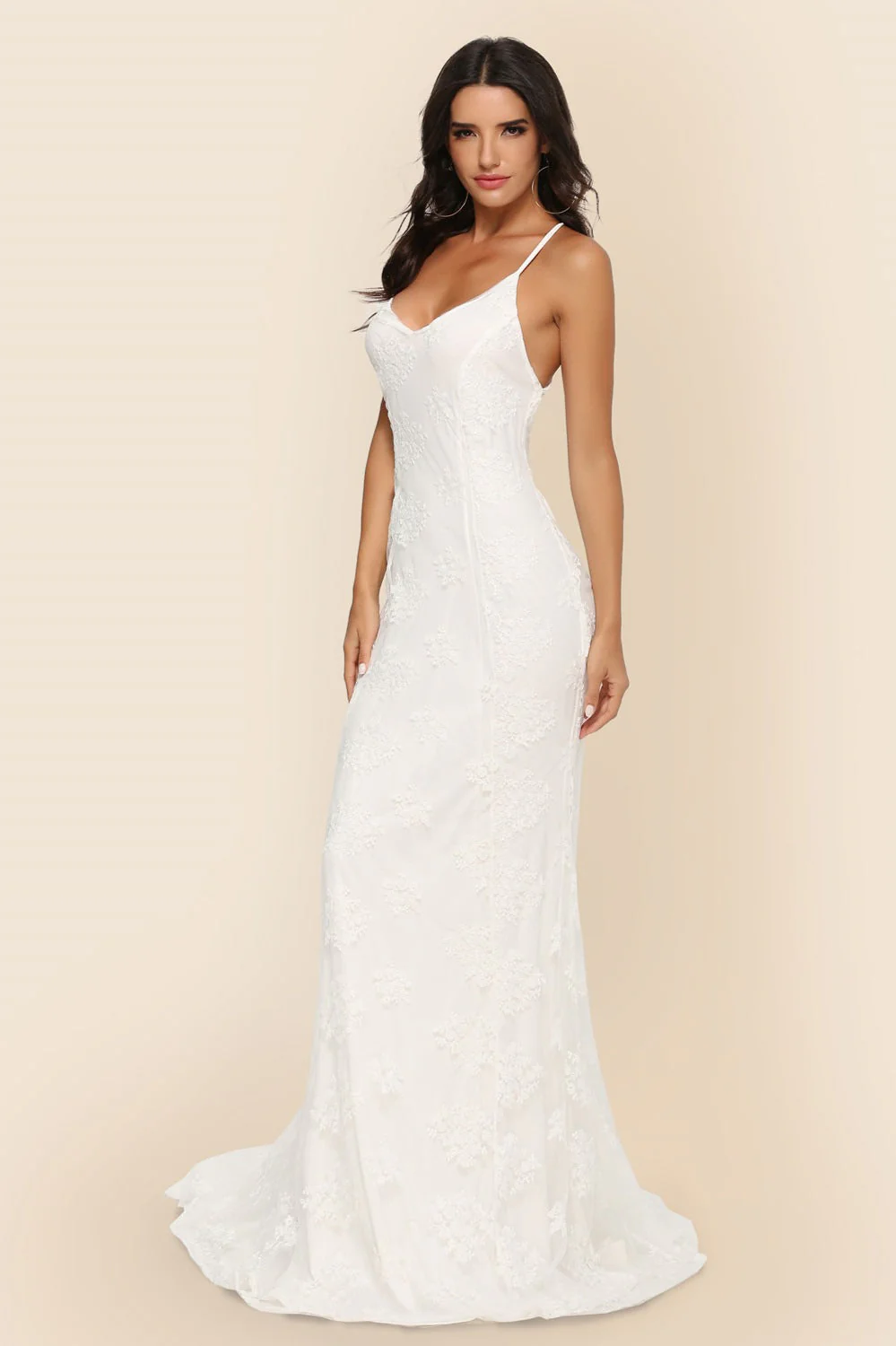 Long Sleeveless Cathedral Train Formal Dress - Image 3