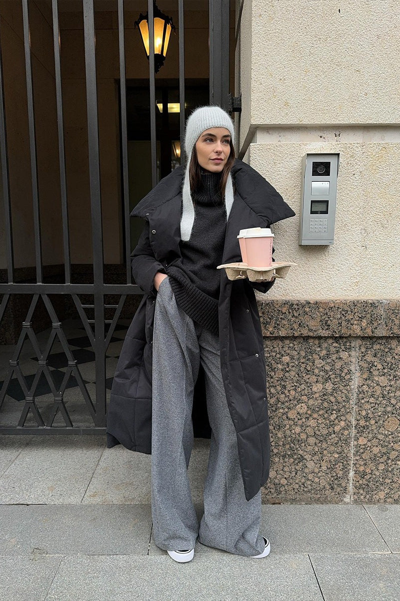 Long Stand Collar Relaxed Quilted Puffer Jacket - Image 31