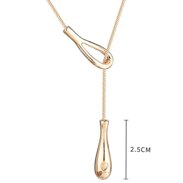 Long Teardrop Pendant Slide Chain Lariat Necklace - Image 6