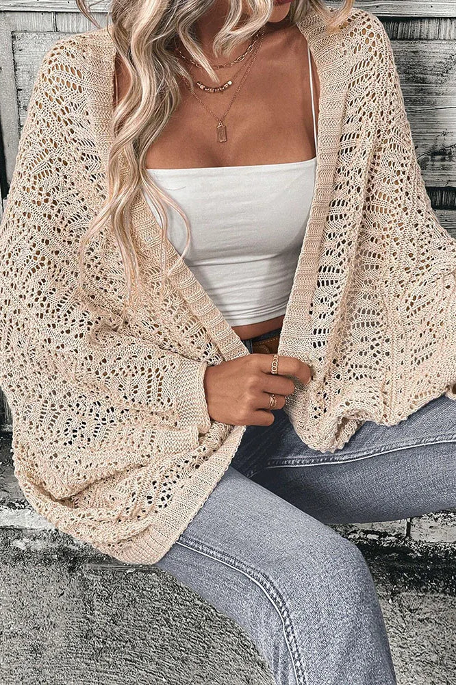Loose Batwing Sleeve Knit Cardigan - Image 10