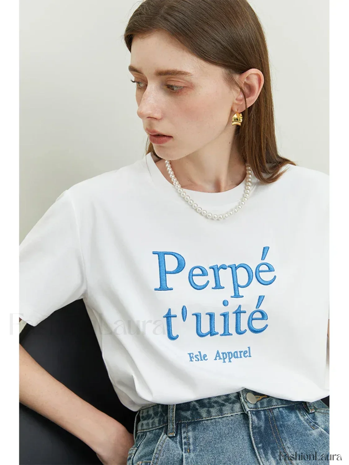 Loose Cool Letter Embroidery T-Shirt - Image 11