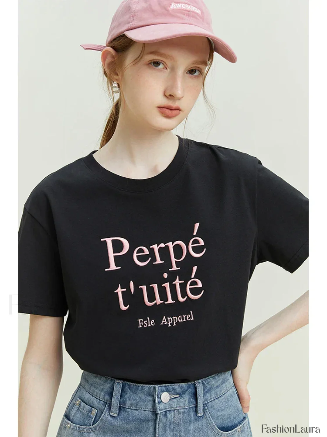 Loose Cool Letter Embroidery T-Shirt - Image 12