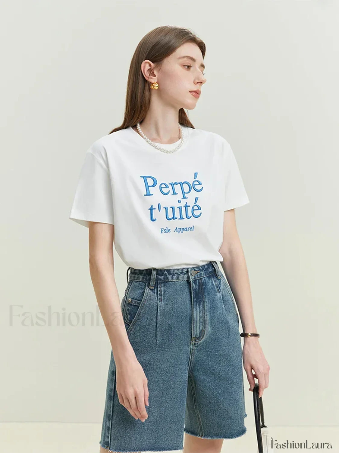Loose Cool Letter Embroidery T-Shirt - Image 14