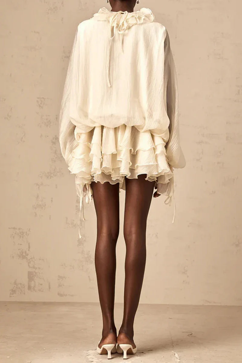 Loose Fit Folded Ruffle Boho Dress - Image 13