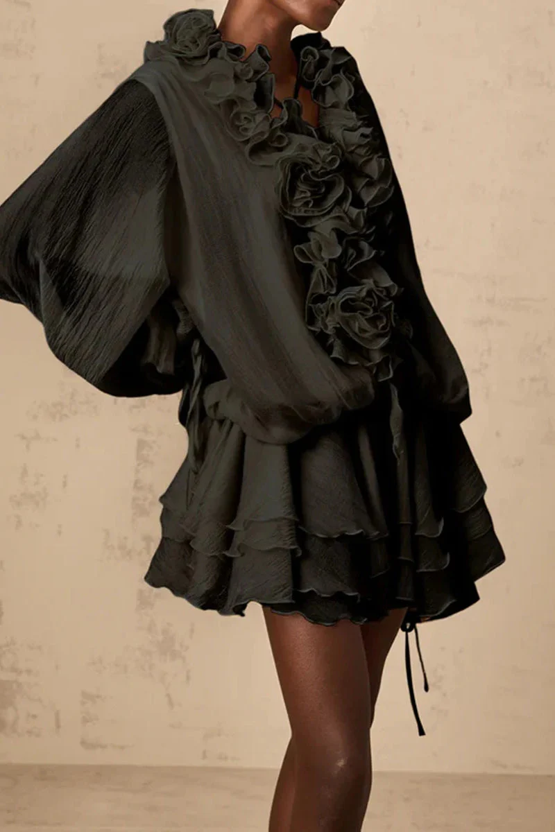 Loose Fit Folded Ruffle Boho Dress - Image 6