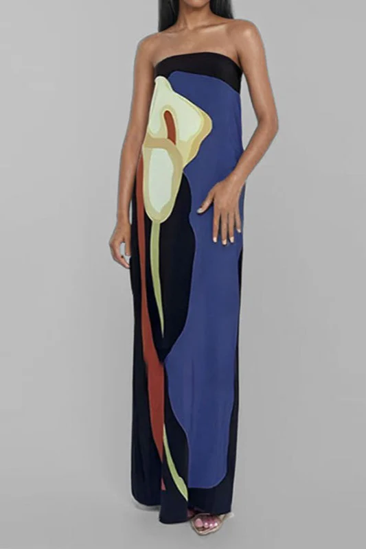 Loose Fit Printed Off Shoulder Vacation Dress - Image 5
