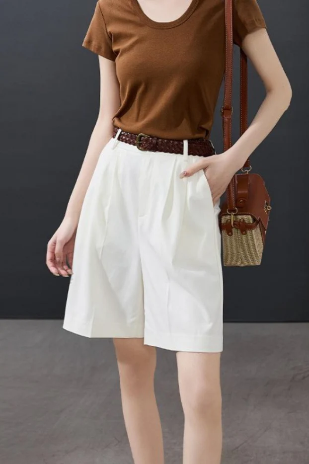 Loose Fit Straight Tailored Casual Shorts - Image 7