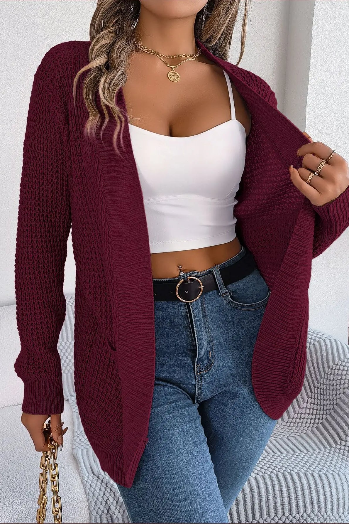 Loose Knit Pocket Cardigan - Image 18