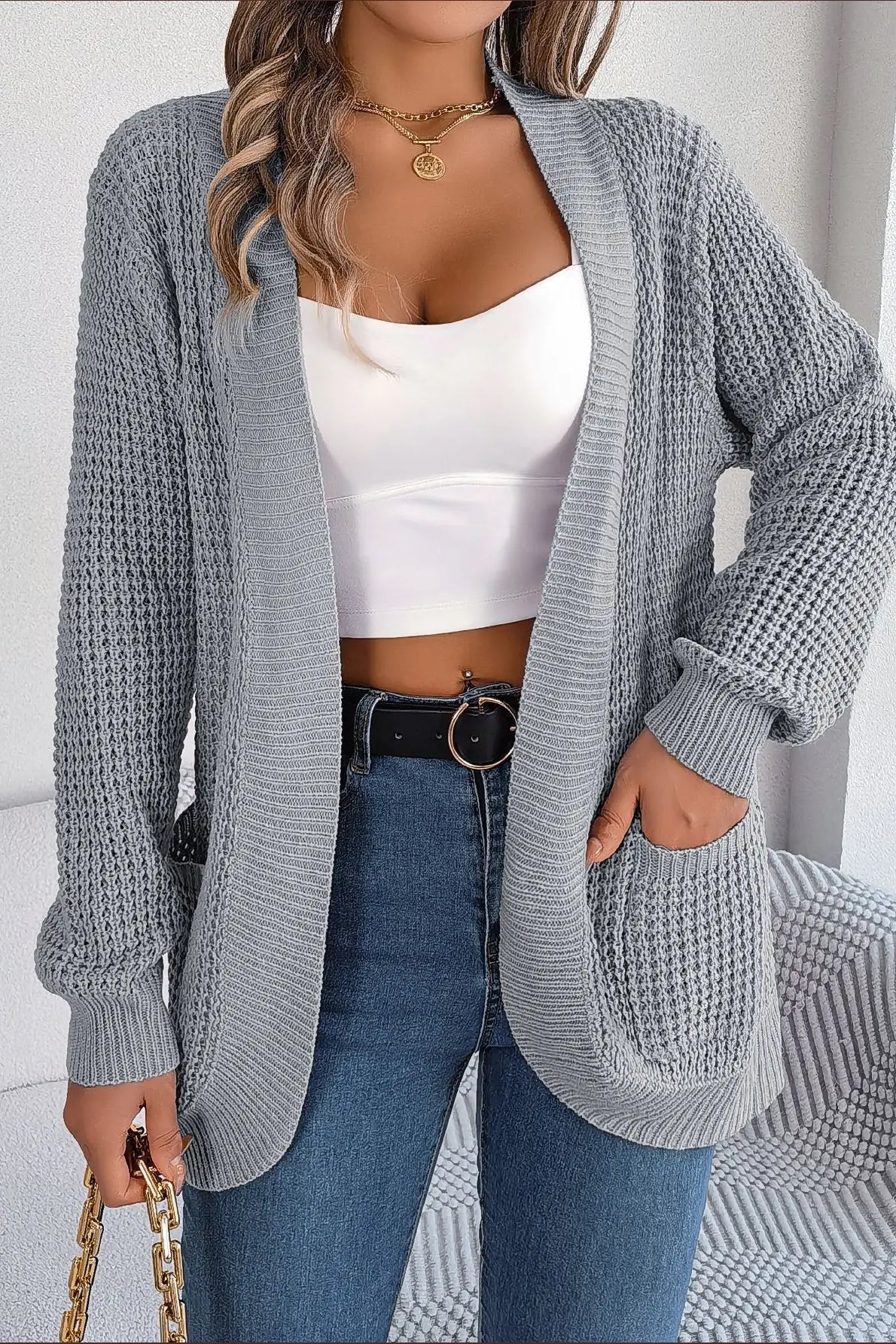 Loose Knit Pocket Cardigan - Image 6