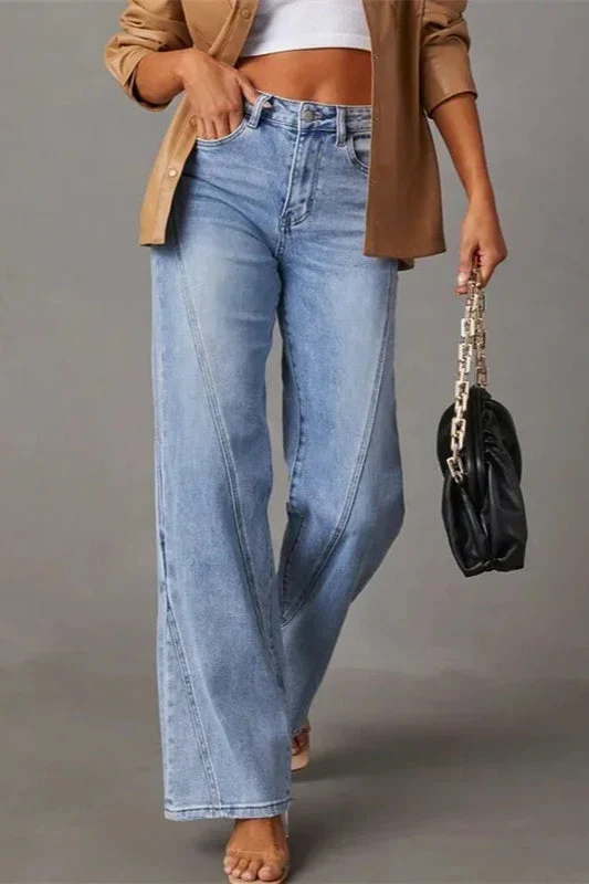 Loose Patchwork Wide Leg Jeans - Image 2
