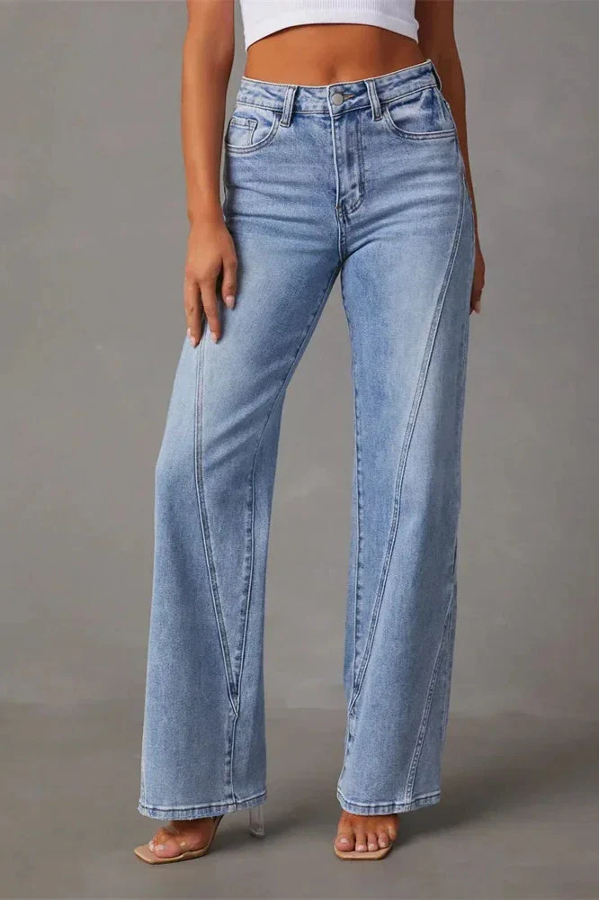 Loose Patchwork Wide Leg Jeans - Image 5