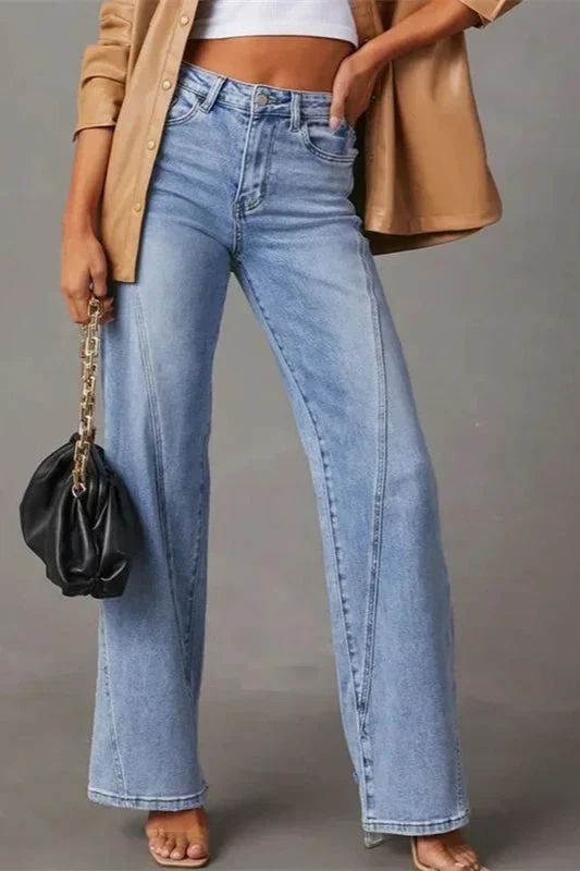 Loose Patchwork Wide Leg Jeans - Image 7