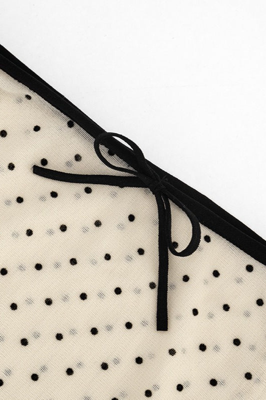 Low Rise Sheer Mesh Polka Dot A Line Skirt - Image 8