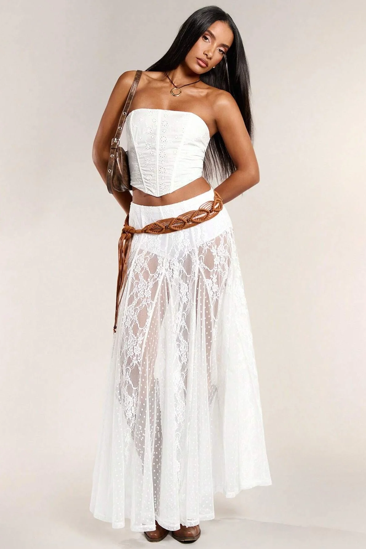 Low Waist Lace Trim Bodycon Pencil Skirt - Image 5