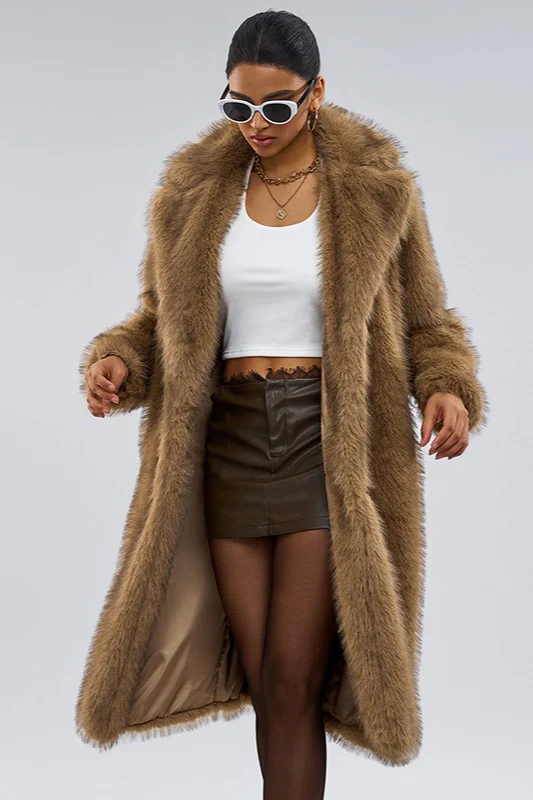 Shawl Collar Faux Fur Overcoat - Image 2