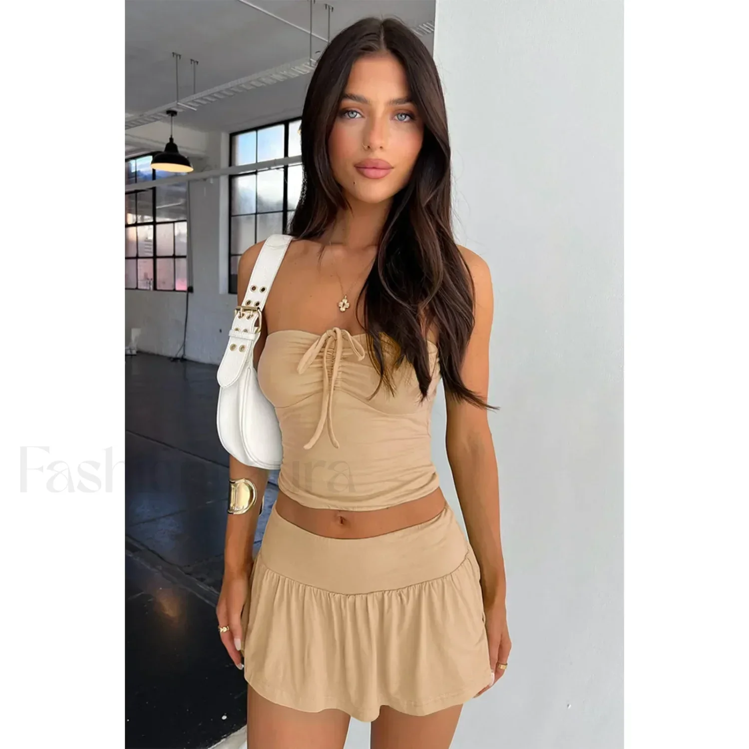 Luxury Pleated Mini Skirt Two Piece Set - Image 16