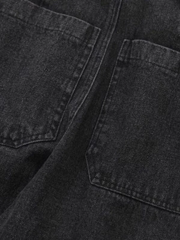 Men's Cargo Pocket Patched Straight Leg Jeans - Image 4